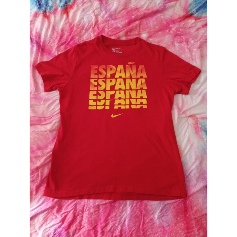 Nike Soccer España Red Shirt Men's Large Slim Fit Spain Football FIFA World Cup